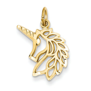 14K Gold Unicorns Head Pendant