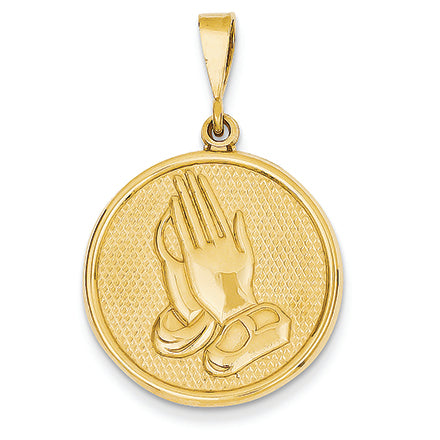 14K Gold Praying Hands & Serenity Prayer Pendant