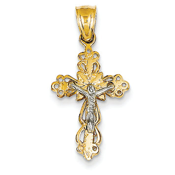 14K Gold Two-Tone Crucifix Charm