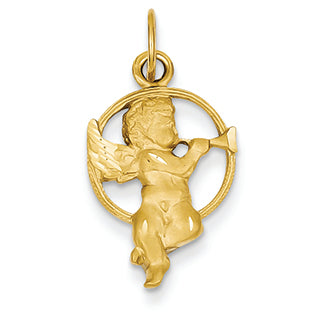 14K Gold Satin Angel w/Trumpet Charm