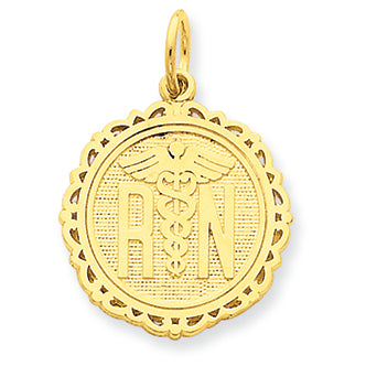 14K Gold Registered Nurse Disc Charm