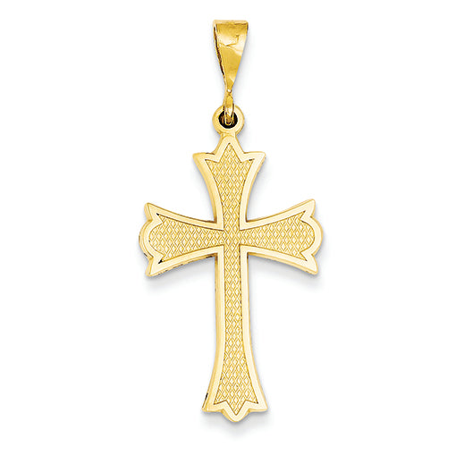 14K Gold Fleur De Lis Cross Pendant