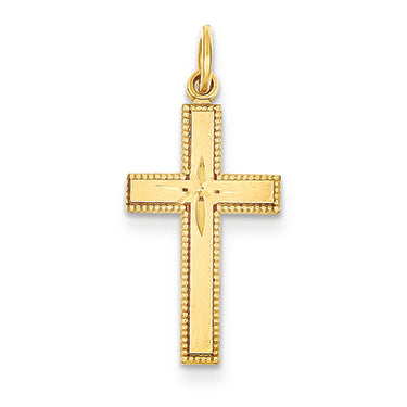 14K Gold Diamond-cut Cross Pendant
