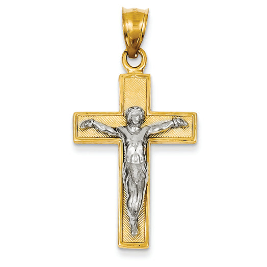 14K Gold Two-tone Crucifix Pendant