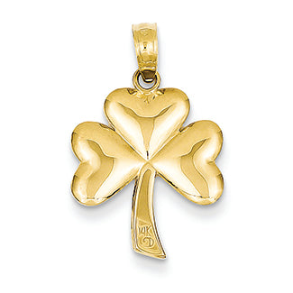 14K Gold Polished Solid 3-Dimensional Shamrock Pendant