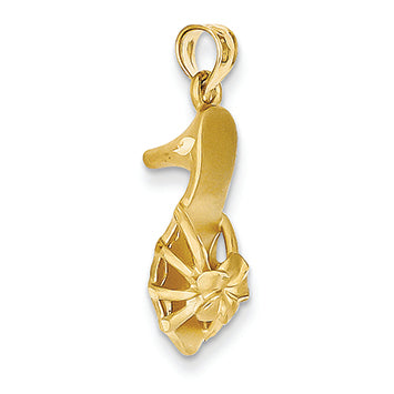 14K Gold Solid Polished 3-Dimensional High Heel Shoe Charm