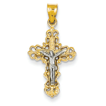 14K Gold Two-tone Crucifix Charm
