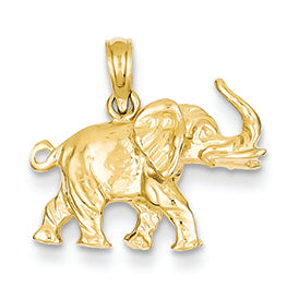 14K Gold Satin 3-D Elephant Pendant