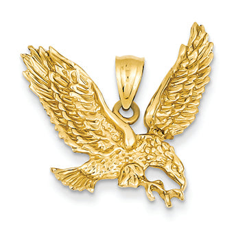 14K Gold Solid Polished Eagle Pendant