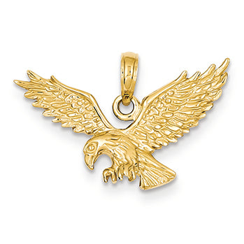 14K Gold Solid Polished Eagle Pendant