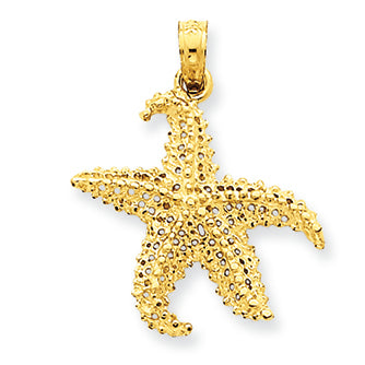 14K Gold Polished Open-Backed Starfish Pendant