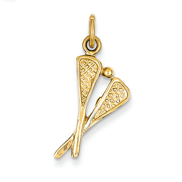 14K Gold Polished Lacrosse Sticks Charm