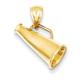 14K Gold Polished 3-D Small Megaphone Pendant