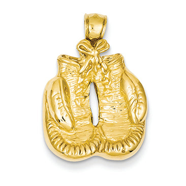 14K Gold Solid Polished Open-Backed Boxing Gloves Pendant