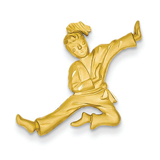 14K Gold Solid Satin Diamond-cut Open-Backed Karate Female Charm
