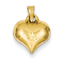 14K Gold Puffed D/C Heart Charm