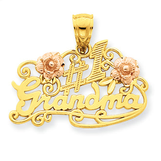 14K Gold Yellow & Rose Gold #1 Grandma with Roses Pendant