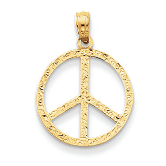 14K Gold Peace Sign Pendant