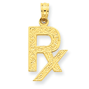 14K Gold Prescription Symbol RX Pendant