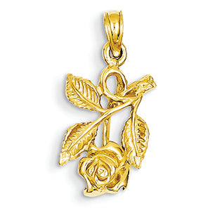 14K Gold Rose Pendant