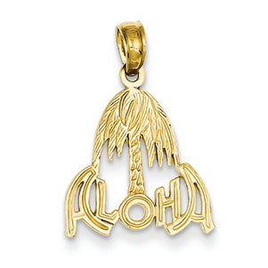 14K Gold Aloha Palm Tree Pendant