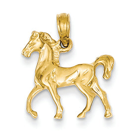 14K Gold Standing Horse Pendant