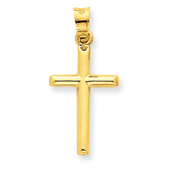 14K Gold Polished Hollow Cross Pendant