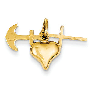 14K Gold Faith, Hope and Charity Charm