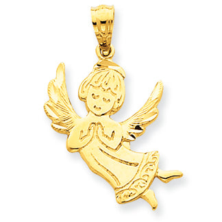 14K Gold Praying Angel Pendant