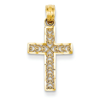 14K Gold Diamond-cut Filigree Cross Pendant