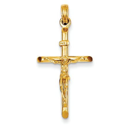 14K Gold INRI Crucifix Pendant