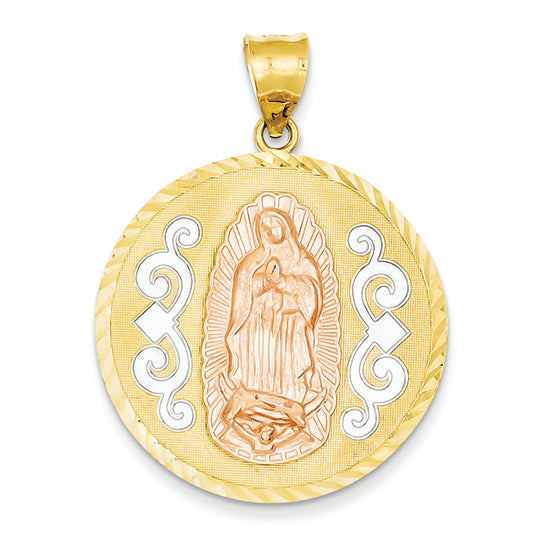14K Gold Two-Tone Rose with Rhodium D/C Round Guadalupe Med