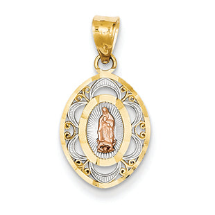 14K Gold Two-Tone Rose with Rhodium D/C Oval Guadalupe Meda