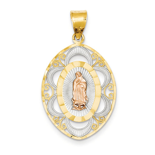 14K Gold Two-Tone Rose with Rhodium D/C Oval Guadalupe Meda
