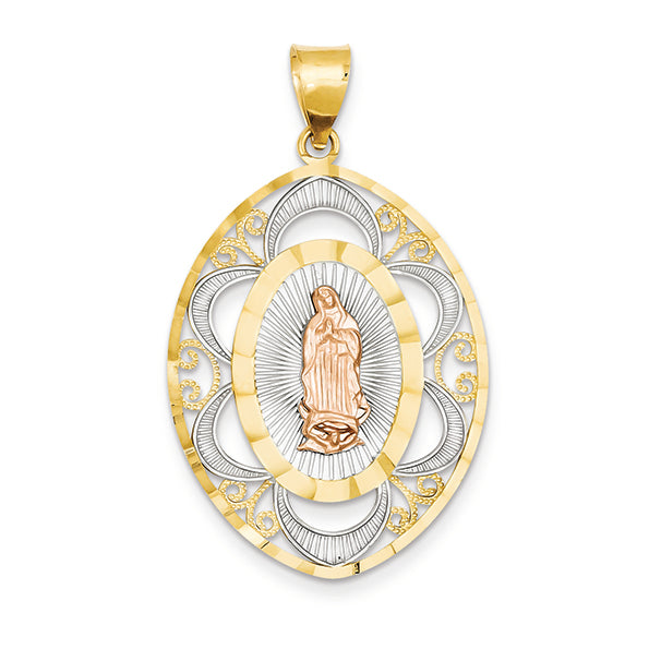 14K Gold Two-Tone Rose with Rhodium D/C Oval Guadalupe Meda