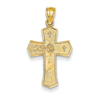 14K Gold Reversible Ecce Homo Cross Pendant