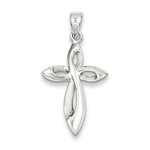 14K White Gold Satin & Polished Figure 8 Cross Pendant
