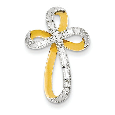14K Gold Two-tone Diamond-cut Twisted Cross Pendant