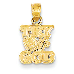 14K Gold Try God Pendant