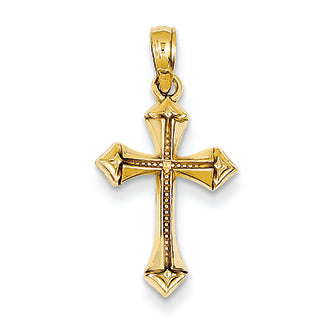 14K Gold Small Arrow Ends Cross Pendant