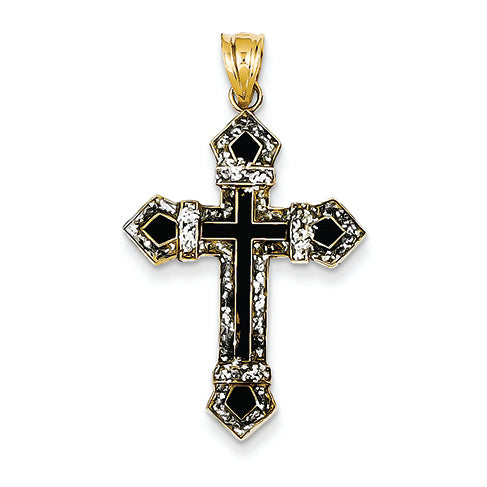 14K Gold Red Epoxy Cross Pendant
