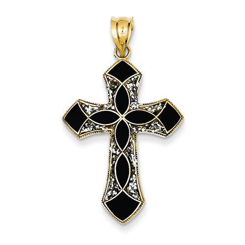 14K Gold Red Epoxy Cross Pendant