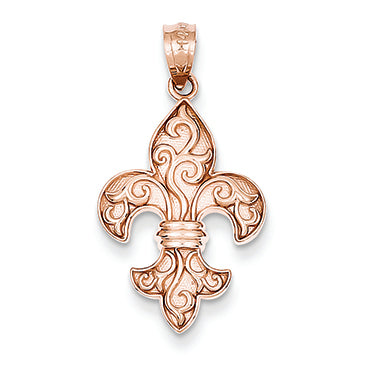 14K Gold Rose Gold Fleur de lis Pendant