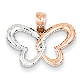 14K Gold Rose Gold & Rhodium Butterfly Pendant