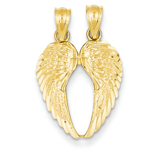 14K Gold Yellow Gold Diamond Cut Wings Pendant