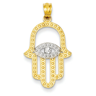 14K Gold Yellow Gold Rhodium Plated Hand of God Pendant