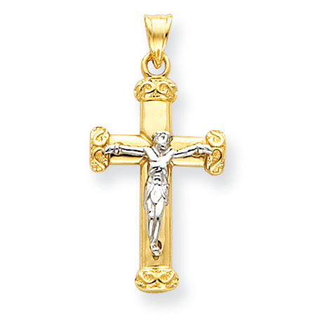 14K Gold Two-tone Crucifix Pendant