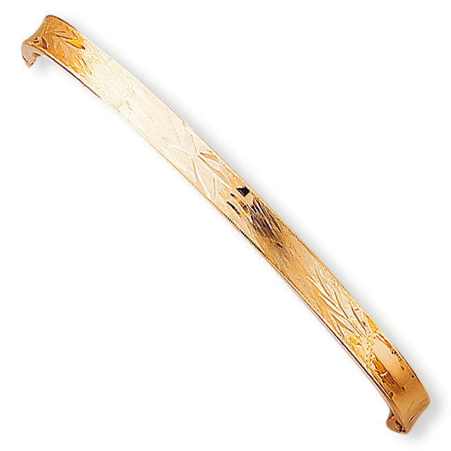 14K Gold 3/16 Diamond-cut Concave Hinged Bangle Bracelet