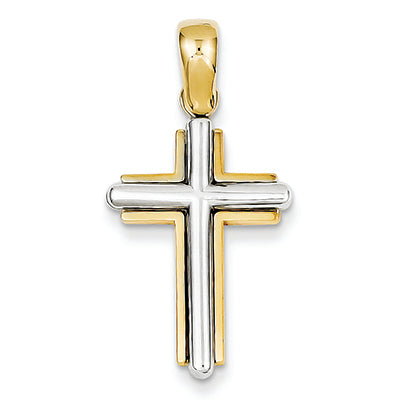 14K Gold Two-tone Cross Pendant