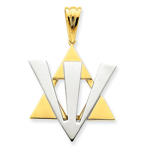 14K Gold Two-tone Fancy Star of David Pendant